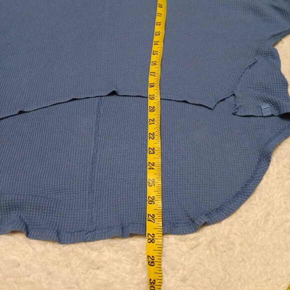 Free People We The Free Women's Blue Waffle Knit Jayson Ringer Short Front Tee - Picture 5 of 7